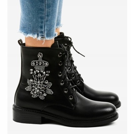 Botines planos negros con piedras BH5501 3