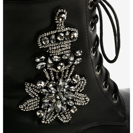 Botines planos negros con piedras BH5501 5