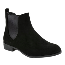 Botas planas de ante negro con elástico 100-917BO 1 Botas planas de ante negro con elástico 100-917BO 1