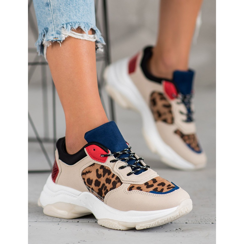 SHELOVET Zapatillas de moda con estampado de leopardo marrón multicolor 1