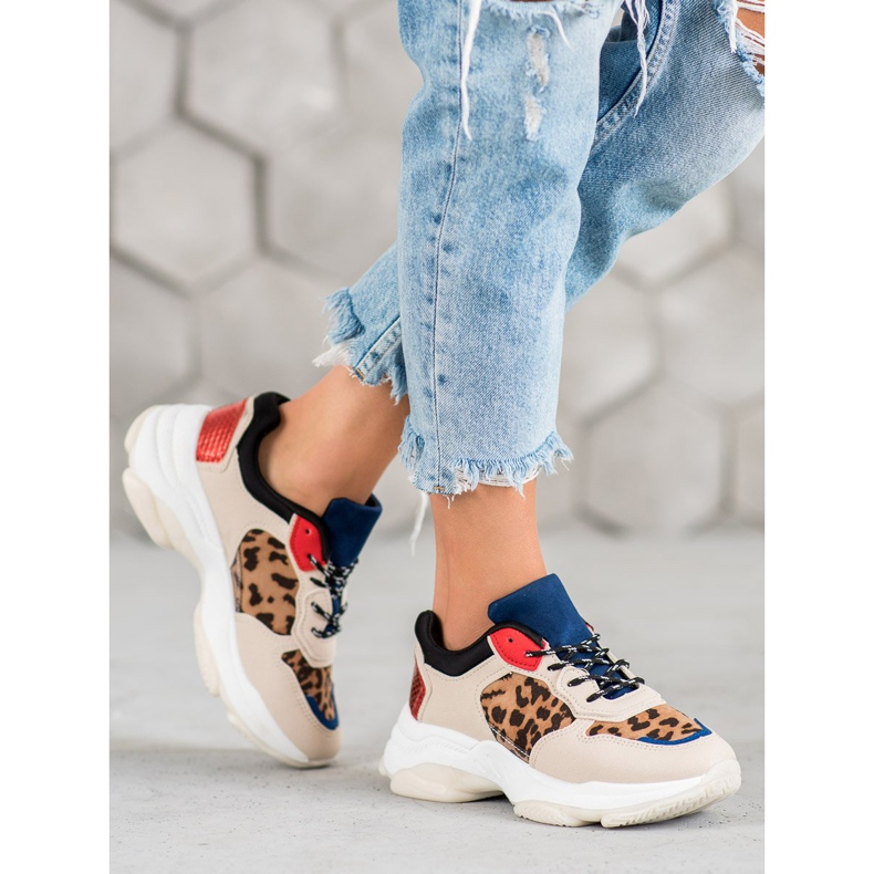 SHELOVET Zapatillas de moda con estampado de leopardo marrón multicolor 2