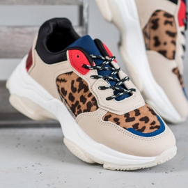 SHELOVET Zapatillas de moda con estampado de leopardo marrón multicolor 4