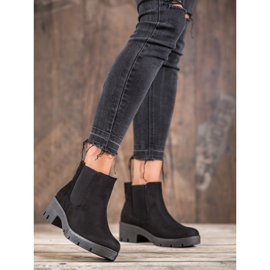 SHELOVET Botines Chelsea de ante en la plataforma negro 1