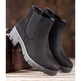 SHELOVET Botines Chelsea de ante en la plataforma negro 3