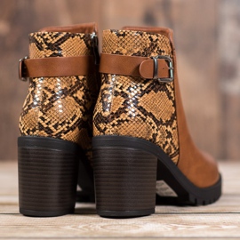 Seastar Botas de plataforma con estampado de serpiente marrón multicolor 1