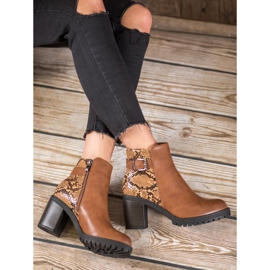 Seastar Botas de plataforma con estampado de serpiente marrón multicolor 4