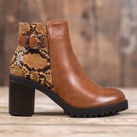 Seastar Botas de plataforma con estampado de serpiente marrón multicolor 5