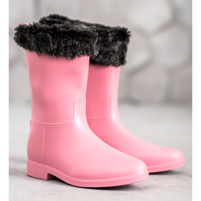 SHELOVET Botas de lluvia con pelo rosado 2 SHELOVET Botas de lluvia con pelo rosado 2