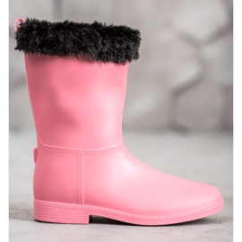 SHELOVET Botas de lluvia con pelo rosado 3