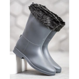 SHELOVET Botas de lluvia con pelo gris 1 SHELOVET Botas de lluvia con pelo gris 1