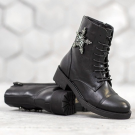 SHELOVET Trabajadores clásicos con cristales negro 1