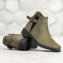 Ideal Shoes Botines de ante verde 3