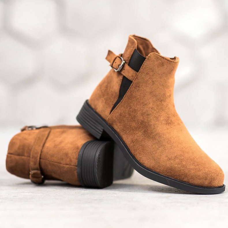 Ideal Shoes Botines de ante marrón 1