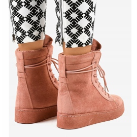 Botas planas de ante rosa 7-3727B rosado 4