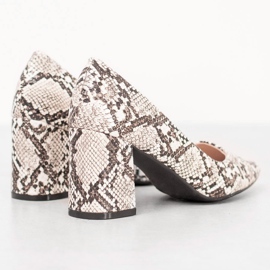 Seastar Zapatos de tacón con estampado de serpiente blanco 2