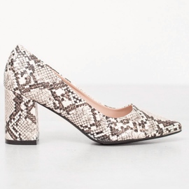 Seastar Zapatos de tacón con estampado de serpiente blanco 5
