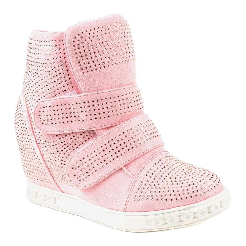 Zapatillas rosa de cuña con tachuelas KLS-112-4 1