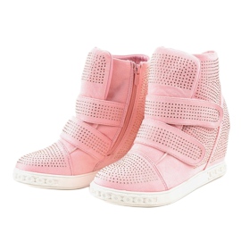 Zapatillas rosa de cuña con tachuelas KLS-112-4 rosado 2