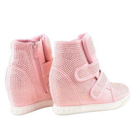 Zapatillas rosa de cuña con tachuelas KLS-112-4 rosado 3