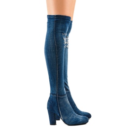 Botas de mezclilla desgastadas HX15135-96 azul marino 2