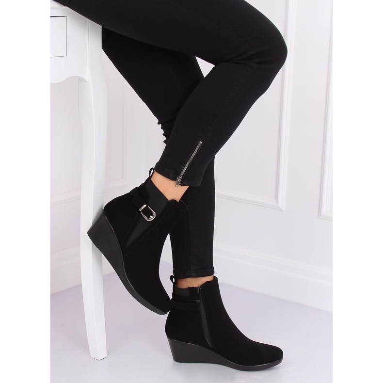 Negro Botas de cuña negras 6778-2 Negro 1