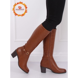 Botas clásicas de tacón alto camel BM-9090 Camel marrón 1