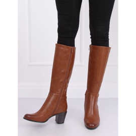 Botas clásicas de tacón alto camel BM-9090 Camel marrón 3