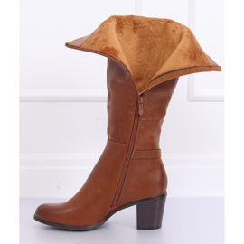Botas clásicas de tacón alto camel BM-9090 Camel marrón 4