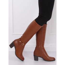 Botas clásicas de tacón alto camel BM-9090 Camel marrón 2