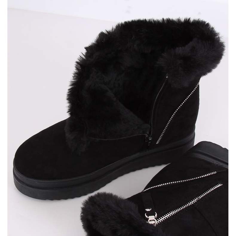 Black PP-30 Botas de nieve negras con pelo negro 2 Black PP-30 Botas de nieve negras con pelo negro 2