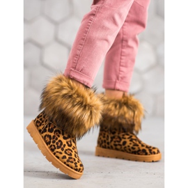 SHELOVET Mukluki con estampado de leopardo de piel marrón multicolor 6