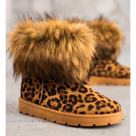 SHELOVET Mukluki con estampado de leopardo de piel marrón multicolor 4