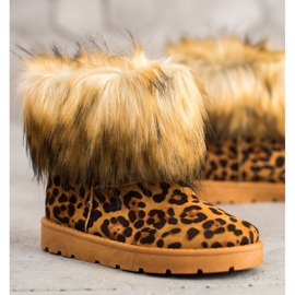 SHELOVET Mukluki con estampado de leopardo de piel marrón multicolor 2