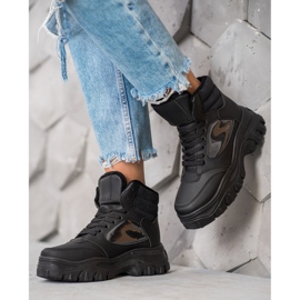 SHELOVET Botas con cordones de moda negro 2