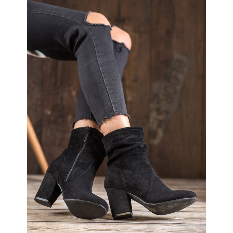 SHELOVET Botas altas de ante negro 2