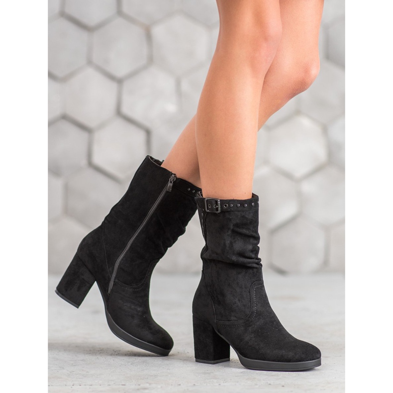 SHELOVET Botas altas con hebilla negro 1