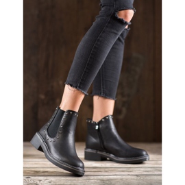 SHELOVET Botas con diamantes de imitación negro 4