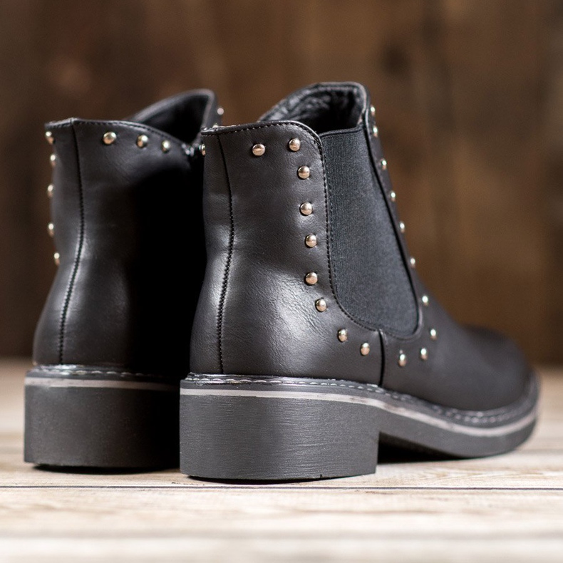 SHELOVET Botas con diamantes de imitación negro 1