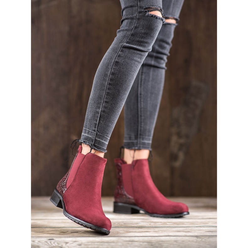 Erynn Botas granate Jodhpur con estampado de serpiente rojo 1