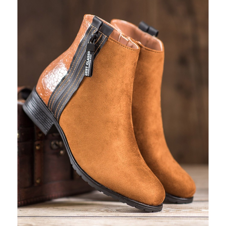 Erynn Botas con cremallera decorativa marrón 1 Erynn Botas con cremallera decorativa marrón 1