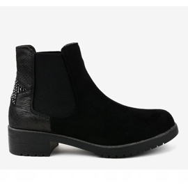 Botines planos de ante negro con estrella SHN2221 1