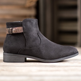 SHELOVET Botas con cinturón decorativo negro 4