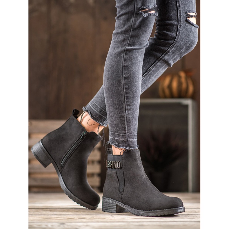 Super Me Botas de gamuza de moda negro 1