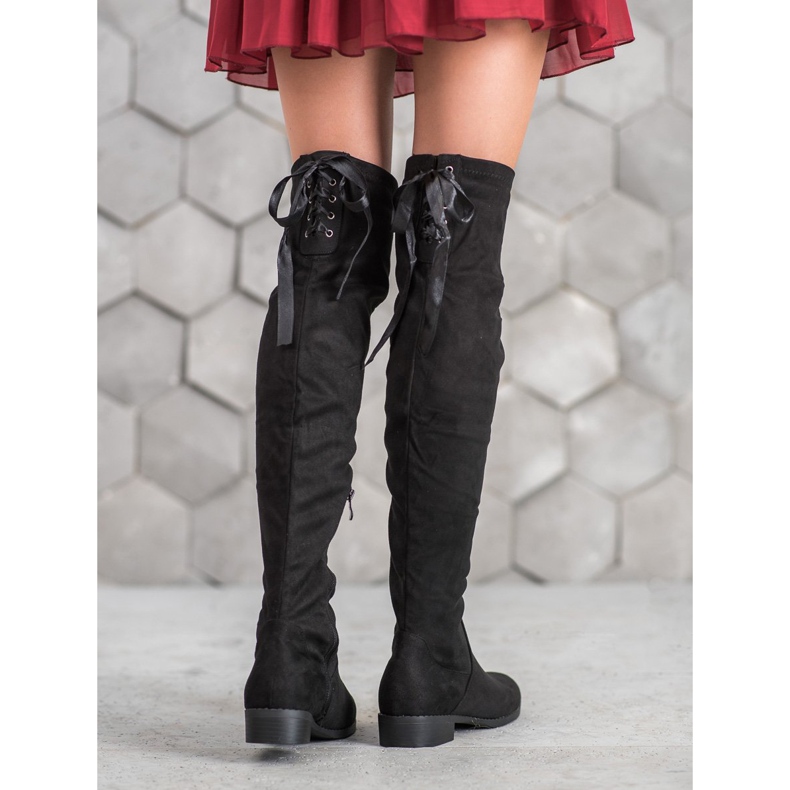 SHELOVET Botas de gamuza con ribete negro 1 SHELOVET Botas de gamuza con ribete negro 1