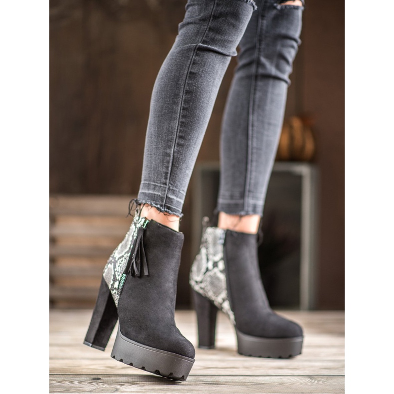 Weide Botas de plataforma con estampado de serpiente negro 1 Weide Botas de plataforma con estampado de serpiente negro 1