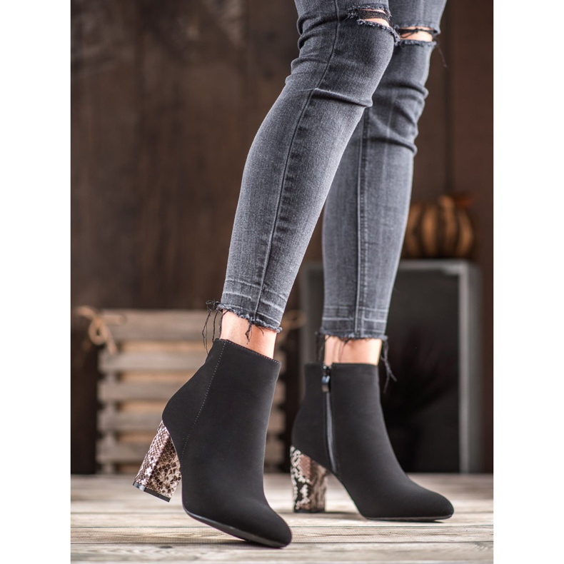 Weide Botines de ante con estampado de serpiente negro 1