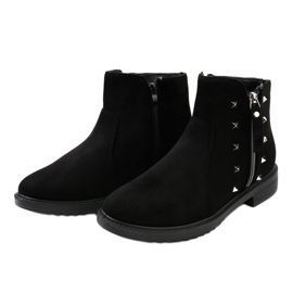 Botines planos de mujer negros con pelo CH-26 2