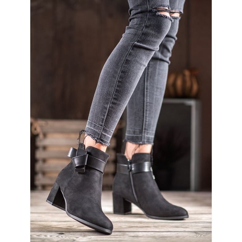 SHELOVET Botas elegantes con un lazo negro 1