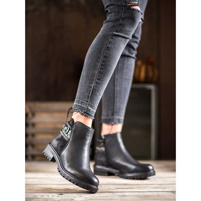 Erynn Trabajadores bajos con cinturón decorativo negro 2