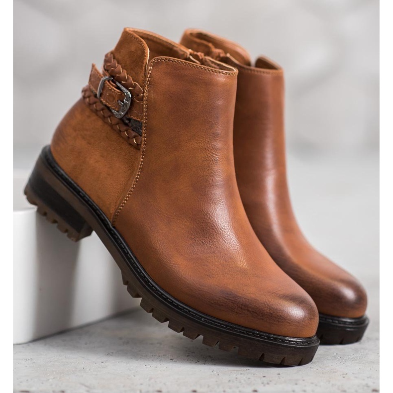 Erynn Trabajadores bajos con cinturón decorativo marrón 1